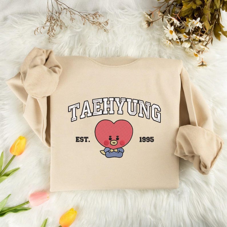 Kpop Letter Embroidered Crewneck Sweatshirt