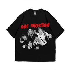 1D Graphic Black Cotton T-shirt