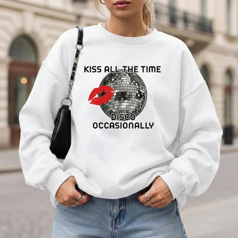 Kiss All The Time Disco Occasionally Graphic Sweatshirt Top