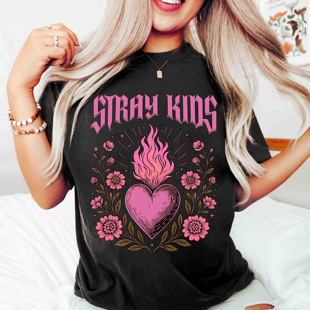 Retro SKZ Floral Printed Crewneck Tee
