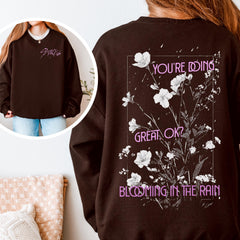 SKZ Floral Graphic Print Crewneck Sweatshirt