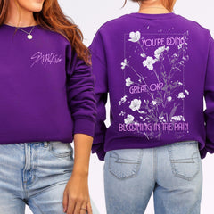 SKZ Floral Graphic Print Crewneck Sweatshirt