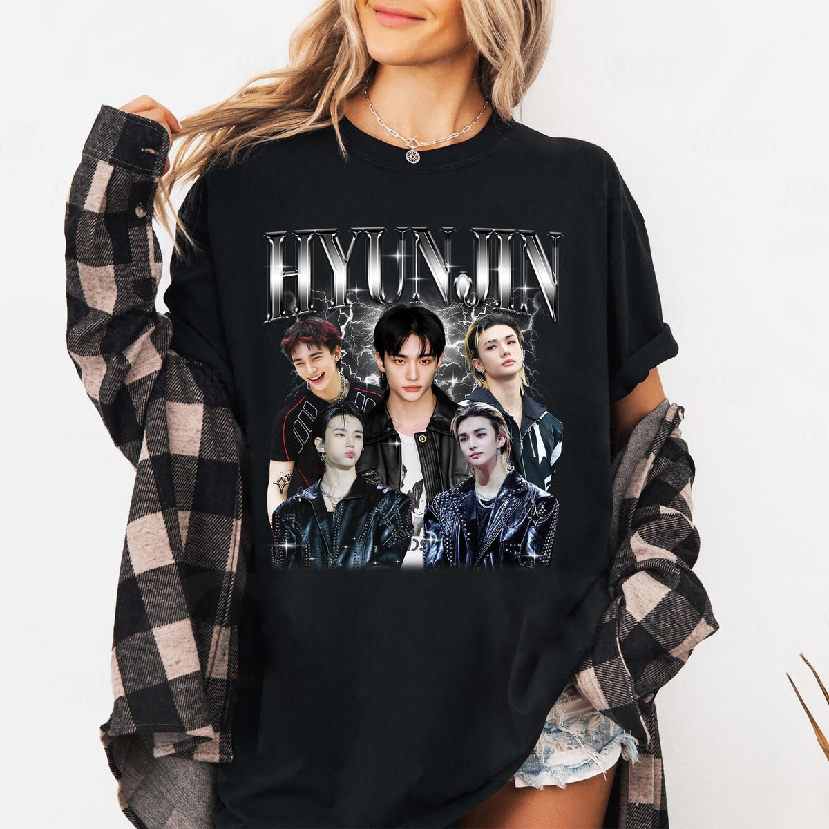 Hyunjin Collage Poster Crewneck T-Shirt