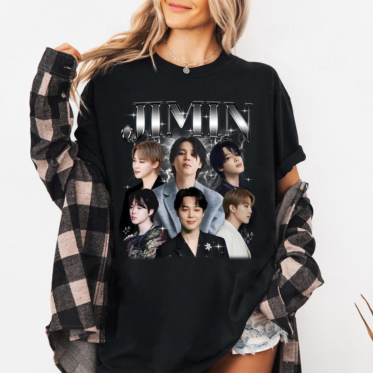 Jimin Collage Poster Crewneck T-Shirt