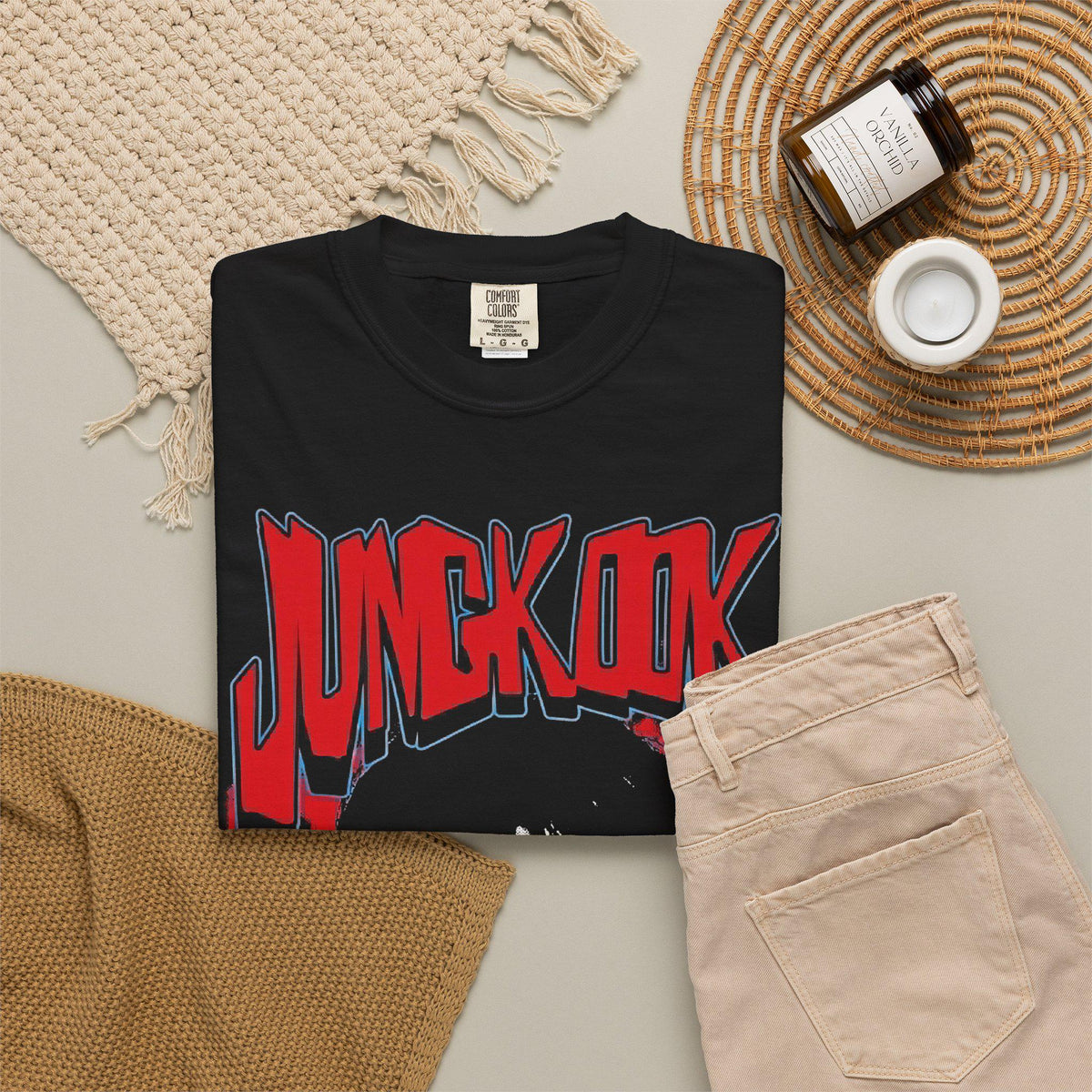 Vintage Jungkook Graffiti Cotton T-Shirt