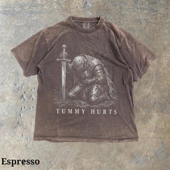Tummy Hurts Knight Graphic Cotton Washed T-Shirt