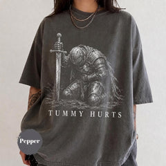 Tummy Hurts Knight Graphic Cotton Washed T-Shirt