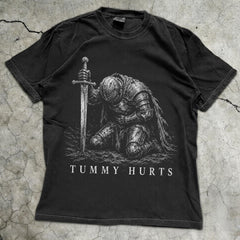 Tummy Hurts Knight Graphic Cotton Washed T-Shirt