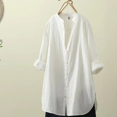 Japanese Retro Women Mid Length Thin Shirt