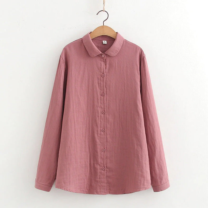 Stylish Candy Color Lapel Double-layer Simple Blouse