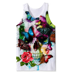 Men's Skull Digital Printed Round Neck Vest