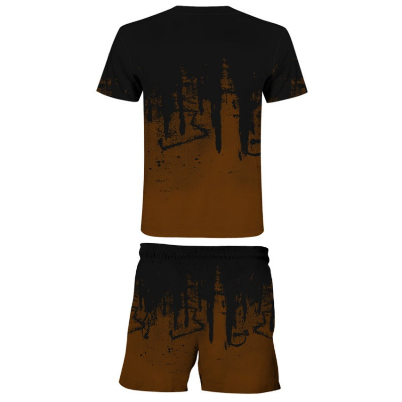 Men's 3D Ink Printed Leisure T-shirt and Shorts Co-ords