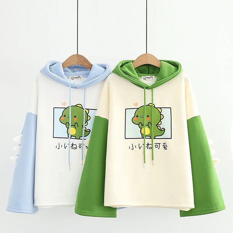 Cute Dinosaur Cosplay Loose Warm Hoodie