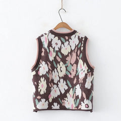 Retro Jacquard Knitted Layered Vest With Shirt