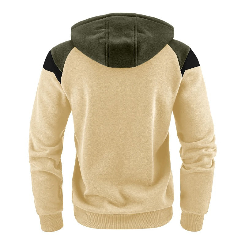 Men's Color Block Casual Drawstring Sports Hoodie