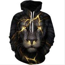 Unisex 3D Wolf Tiger Animal Print Pocket Pullover Hoodie