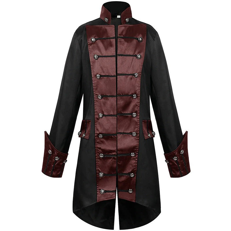 Gothic Medieval Men's Black Costume Hooded Jacket