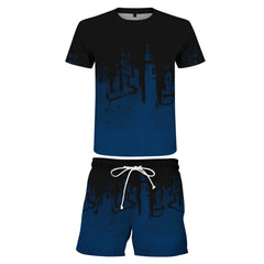 Men's 3D Ink Printed Leisure T-shirt and Shorts Co-ords