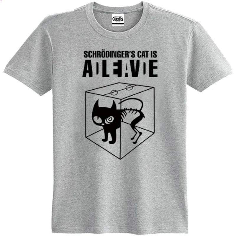 Schrodinger's Cat Geek Physical Quantum Mechanics Cotton T-shirt