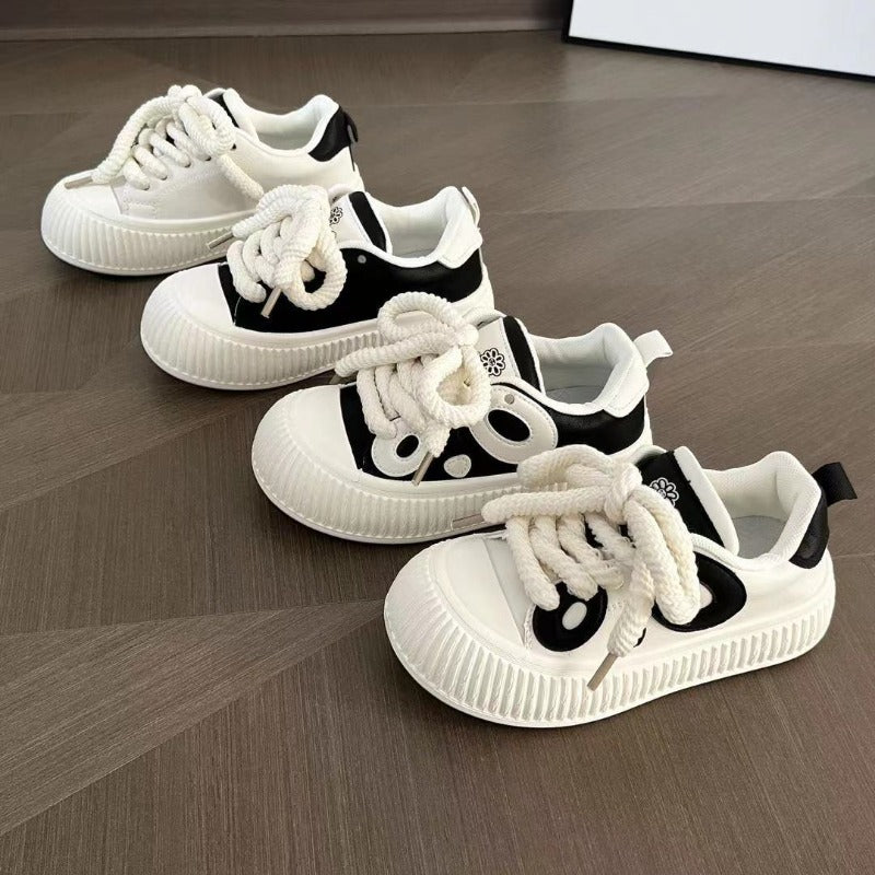 Niche Black and White Women's Versatile Panda Shoes