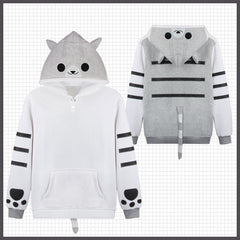 Cute Cartoon Cat Tail Cosplay Hoodie