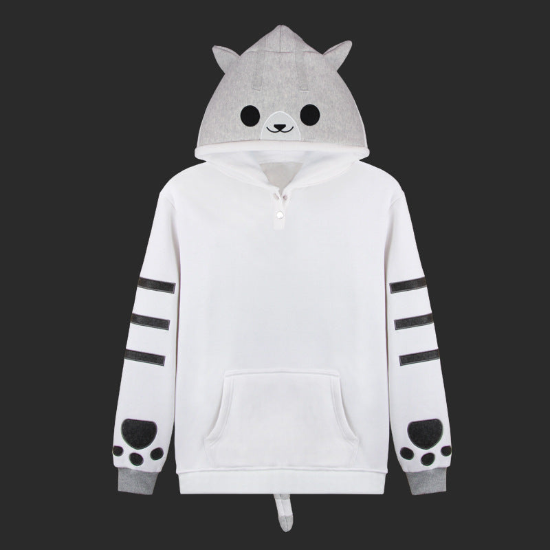 Cute Cartoon Cat Tail Cosplay Hoodie