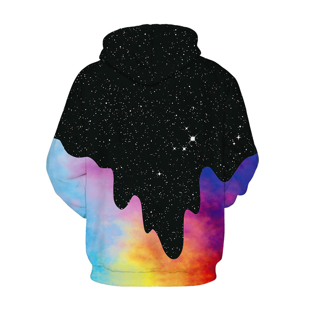 Unisex Starry Colorful Ink Digital Print Plus Size Hoodie