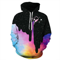 Unisex Starry Colorful Ink Digital Print Plus Size Hoodie