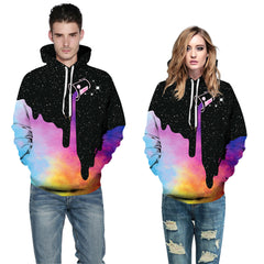 Unisex Starry Colorful Ink Digital Print Plus Size Hoodie