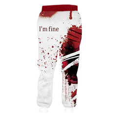 Trendy I'm Fine 3D Blood Print Casual Sports Pants