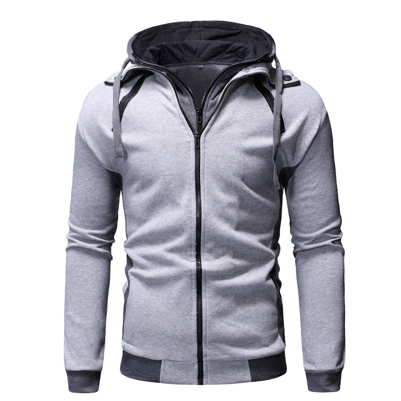 Trendy Men's Leisure Solid Color Zip Up Hoodie