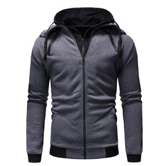 Trendy Men's Leisure Solid Color Zip Up Hoodie