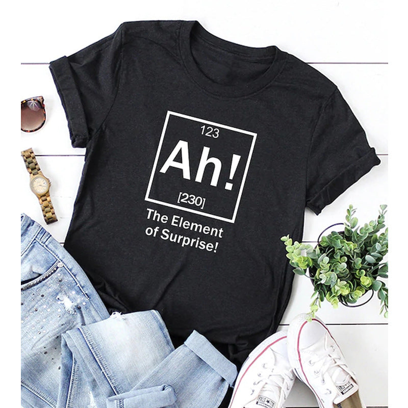 Girls Ah The Element of Surprise Letter Print Tee