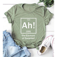 Girls Ah The Element of Surprise Letter Print Tee