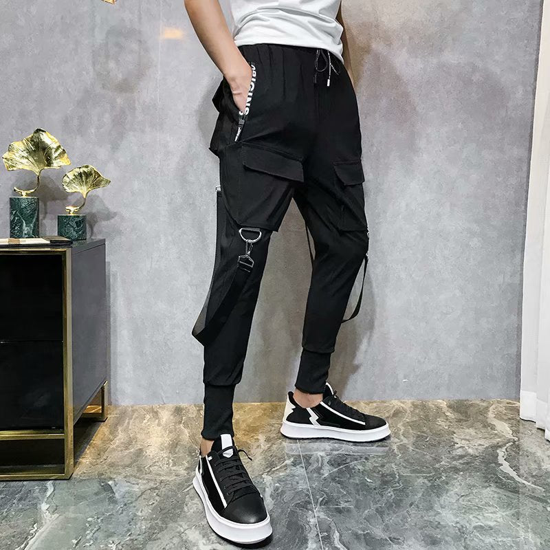 Hip Hop Style Men's Ribbon Slim Fit Pants