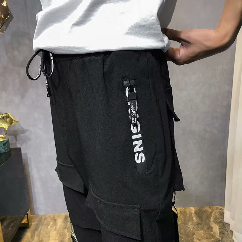 Hip Hop Style Men's Ribbon Slim Fit Pants