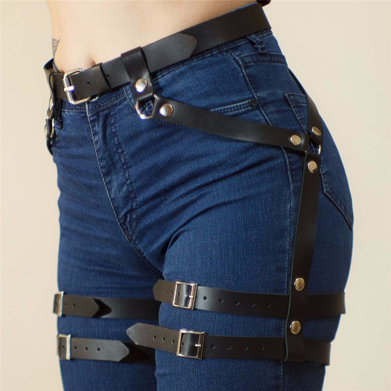 Dark Punk Style Restraint Belt Leg Rings