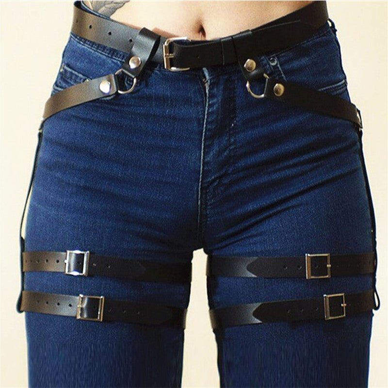 Dark Punk Style Restraint Belt Leg Rings