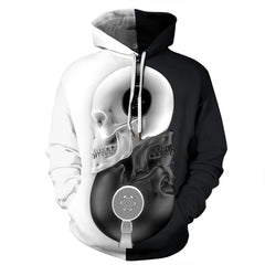 Casual Skeleton Smoke Digital Print Couple Hoodie