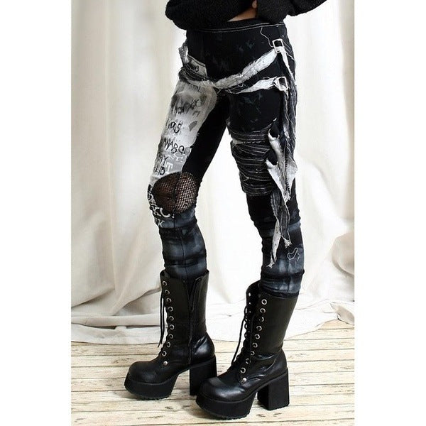 Gothic Mesh Lace Leggings High Waist Pants