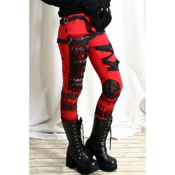 Gothic Mesh Lace Leggings High Waist Pants