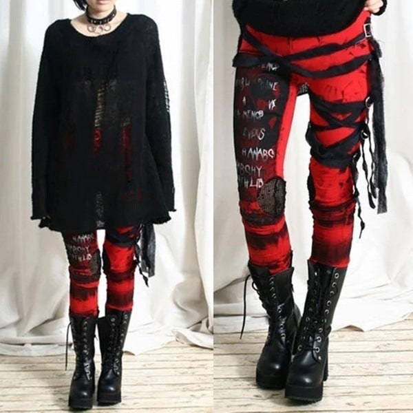 Gothic Mesh Lace Leggings High Waist Pants