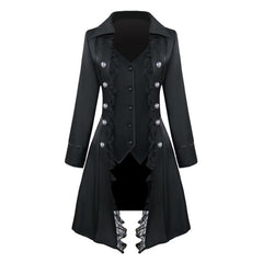 Women's Medieval Solid Color Three Breasted Irregular Coat