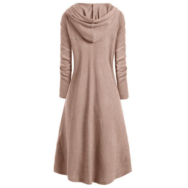 Women's Oversized Hooded Elastic Solid Color Coat