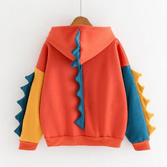 Cute Irregular Dinosaur Cosplay Contrast Hoodie