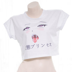 Japanese Style Anime Girl Printed Cropped Summer T-shirt