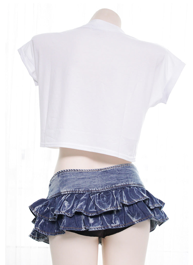 Japanese Style Anime Girl Printed Cropped Summer T-shirt