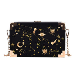 Starry Sky Golden Velvet Women's Small Square Bag