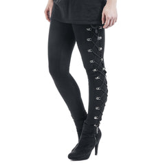 Gothic Punk Style Lace-up Leggings High Waist Pants