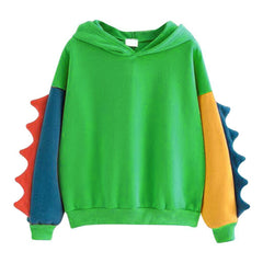 Cute Irregular Dinosaur Cosplay Contrast Hoodie